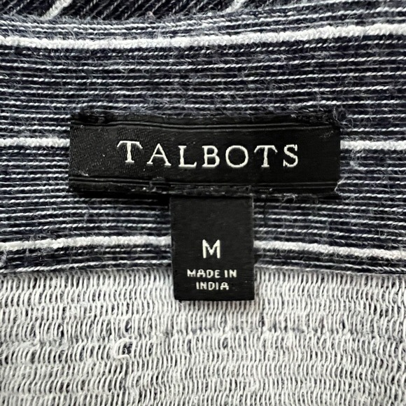 Talbots Shirt Womens Medium Gray White Striped Lightweight Sweatshirt Athleisure - Picture 7 of 8